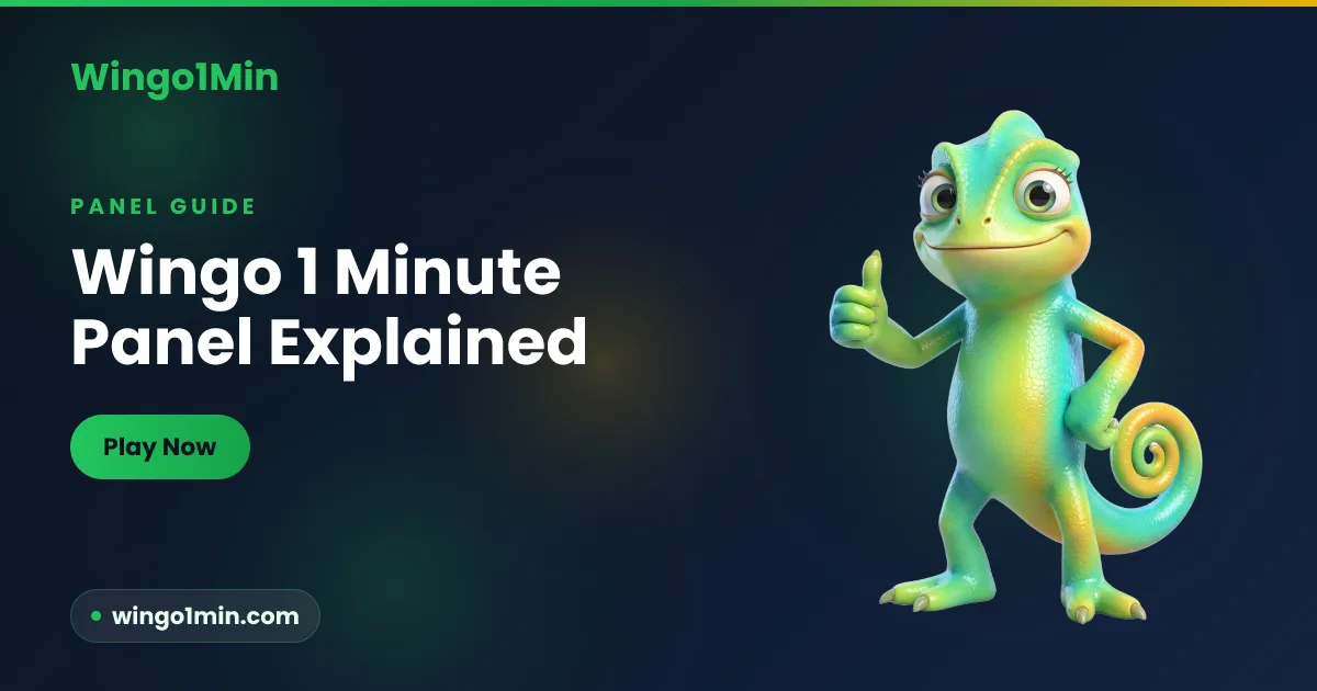 Chameleon mascot beside a Wingo result panel showing period numbers, colours and big small outcomes