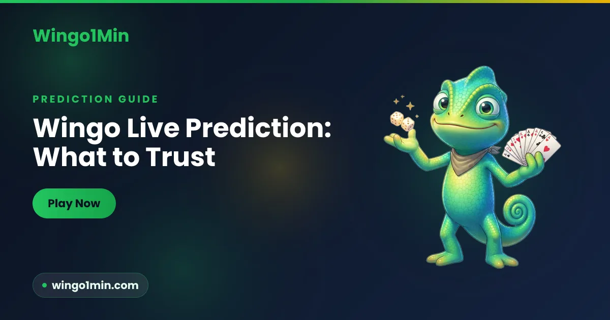 Chameleon mascot watching a live one-minute game round timer with red green and violet balls