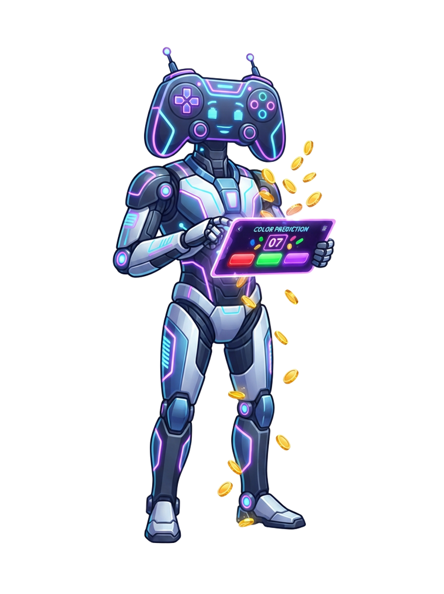 Free Wingo color prediction demo with play money on a mobile screen