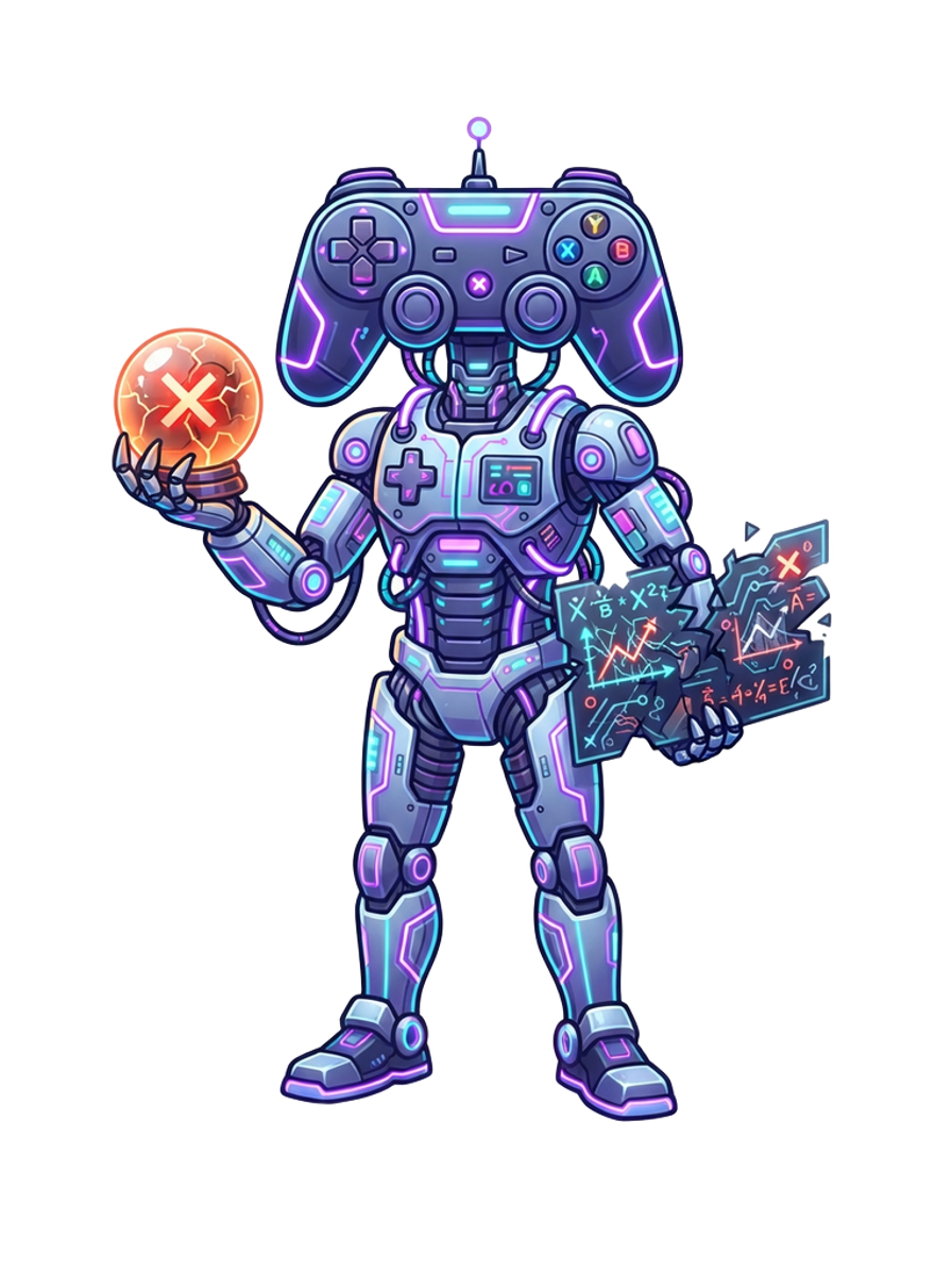 Fake color prediction formulas and tricks debunked by a neon gaming mascot