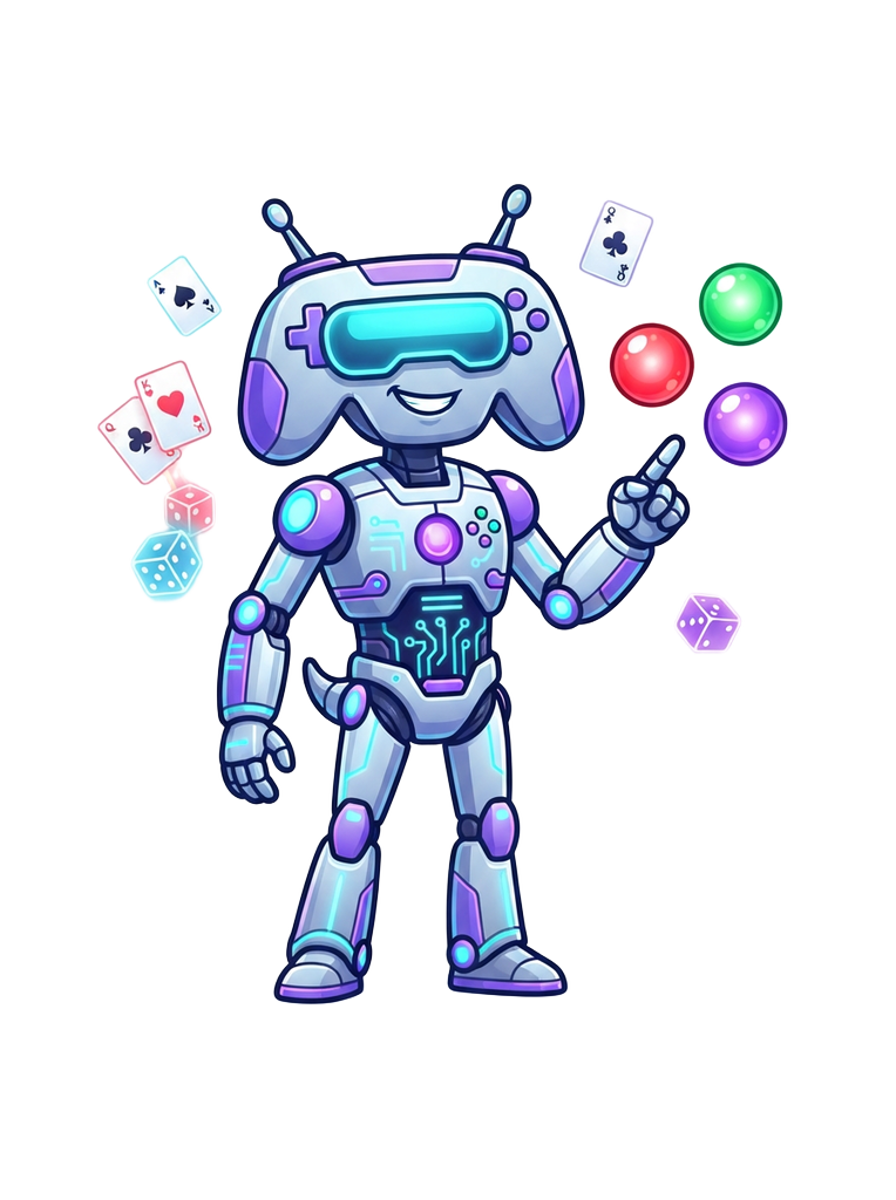 Yono Games Wingo colours red, green and violet explained by a neon robot mascot