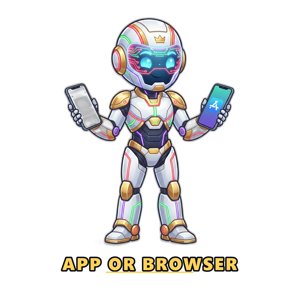 Choosing between the Yono VIP app and browser play
