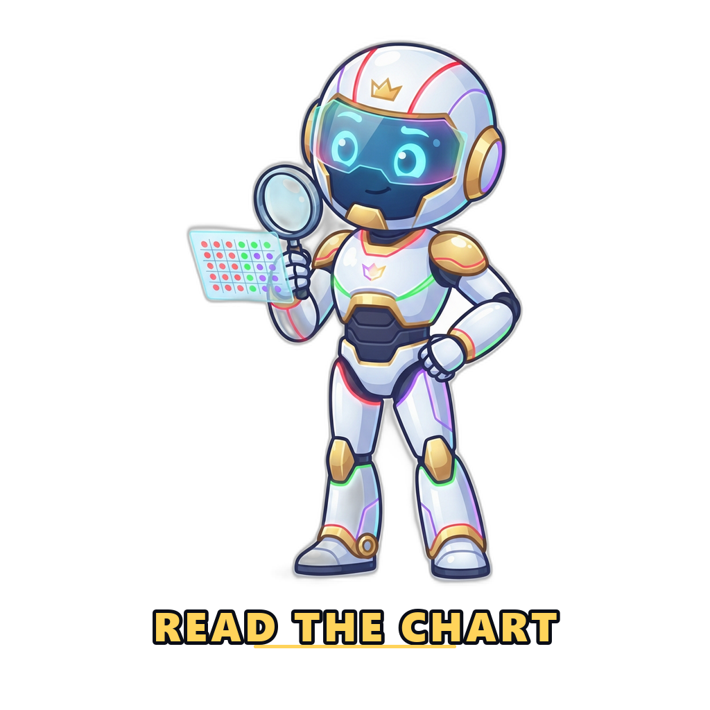 Mascot studying a Yono VIP color prediction results chart